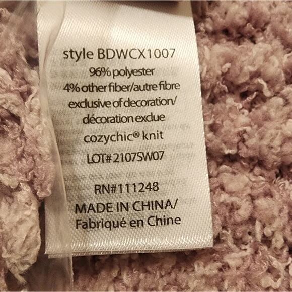 BAREFOOT DREAMS NEW FUZZY ROSE BALLET PINK POCKETS WITH FRINGE ONE SIZE WRAP - Picture 4 of 8